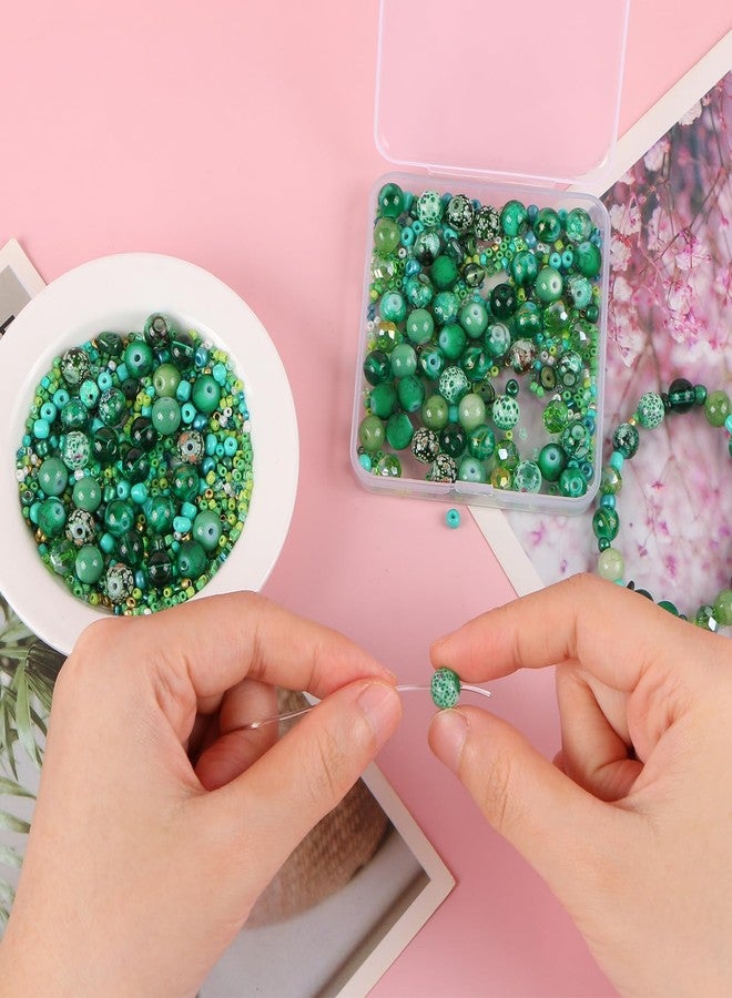 UHOMENY 8mm Round Glass Crystal Beads - Mixed Colour Big Small Multiple Assorted Beads Charms for Jewelry Bracelet Necklace Key Chains Earring Making Crafts (Green) - Image 5