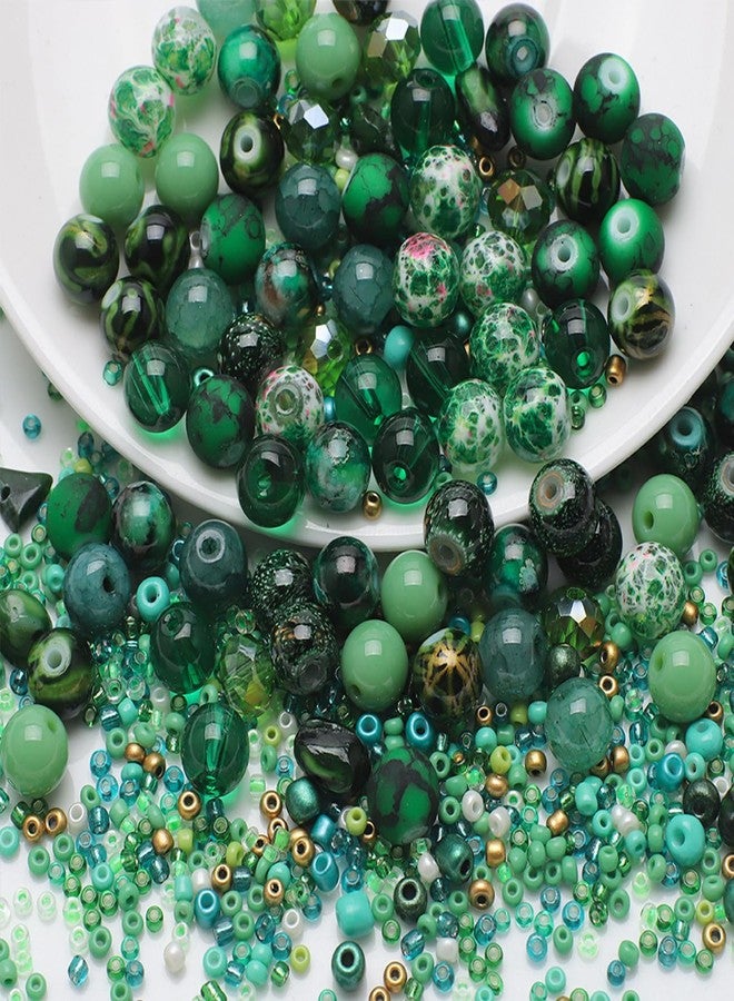 UHOMENY 8mm Round Glass Crystal Beads - Mixed Colour Big Small Multiple Assorted Beads Charms for Jewelry Bracelet Necklace Key Chains Earring Making Crafts (Green) - Image 1