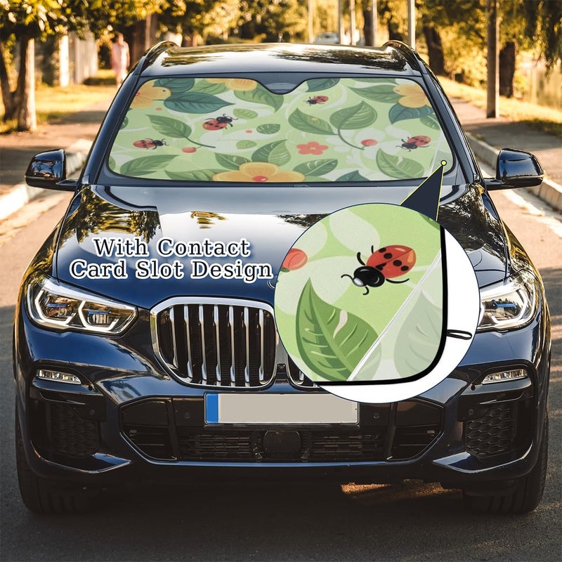 Spring Flower Car Windshield Sunshade, Foldable Sun Shield Keep Your Vehicle Cool, Red Ladybirds - Image 5
