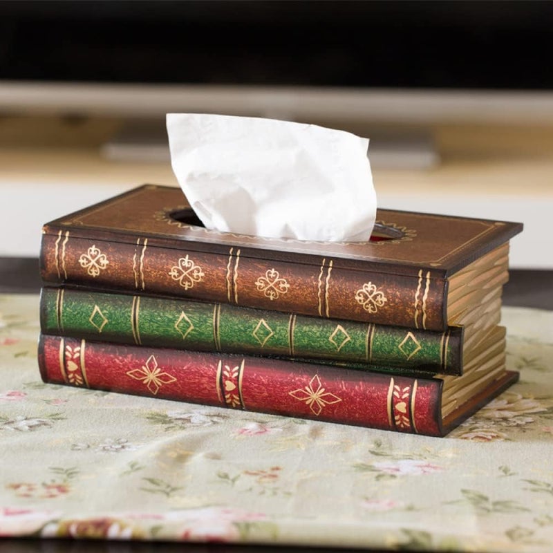 Goodern Elegant Wooden Antique Book Tissue Holder Dispenser - Image 2