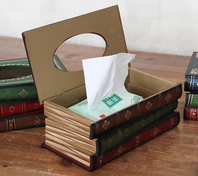Goodern Elegant Wooden Antique Book Tissue Holder Dispenser - Image 4