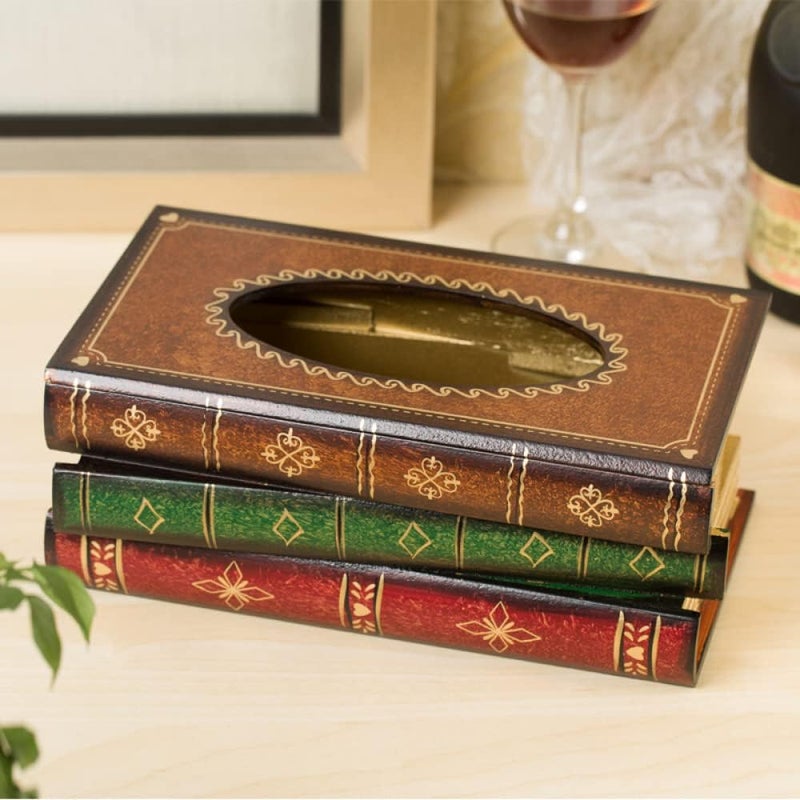 Goodern Elegant Wooden Antique Book Tissue Holder Dispenser - Image 5