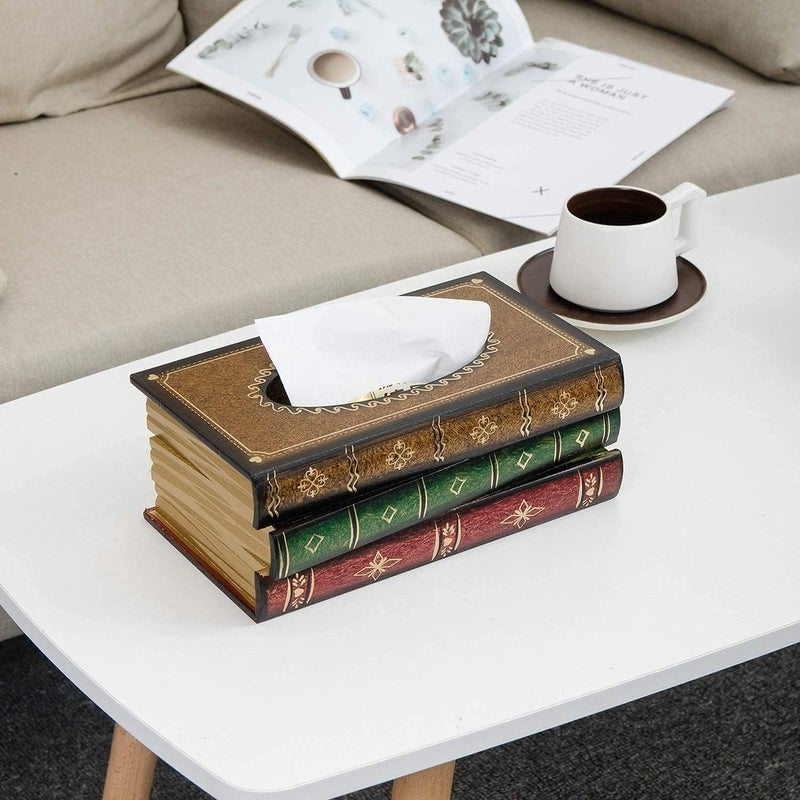 Goodern Elegant Wooden Antique Book Tissue Holder Dispenser - Image 3