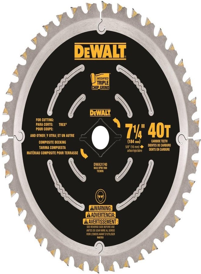 DEWALT Circular Saw Blade, 7 1/4 Inch, 40 Tooth, Composite Decking (DWA31740) - Image 2