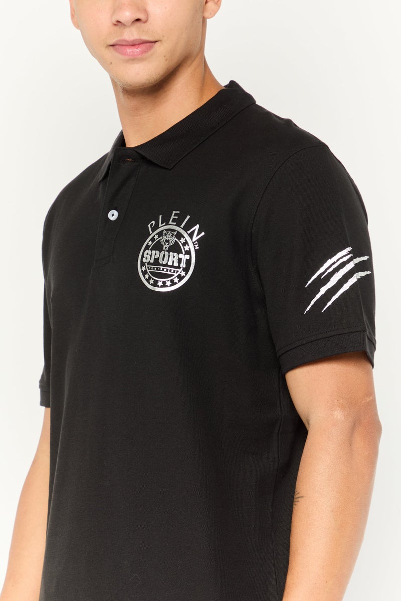 PHILIPP PLEIN Plein Sport Men Sportswear Fit Short Sleeve Outdoor Polo, Black - Image 3