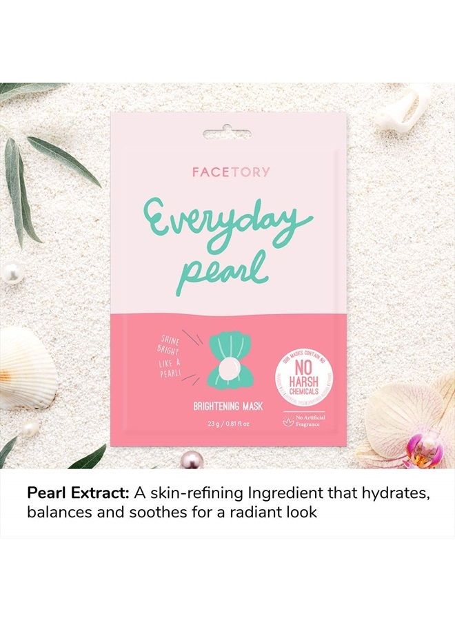 FACETORY Everyday Pearl Radiance Boosting Mask With No Harsh Chemicals - Soft, Form-Fitting Face Mask, For All Skin Types - Strengthening, Balancing, and Illuminating (Pack of 10) - Image 3