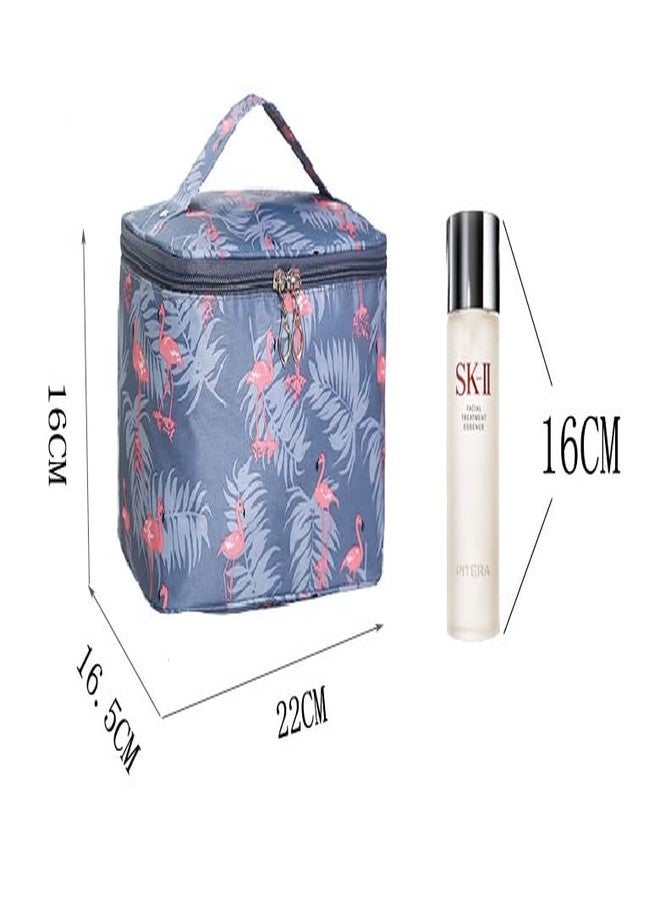 TINSICO Makeup Bag | Large Cosmetic Bags for Women |Travel Makeup Organizer Case (22x16x15cm) (Blue Flamingos) - Image 3