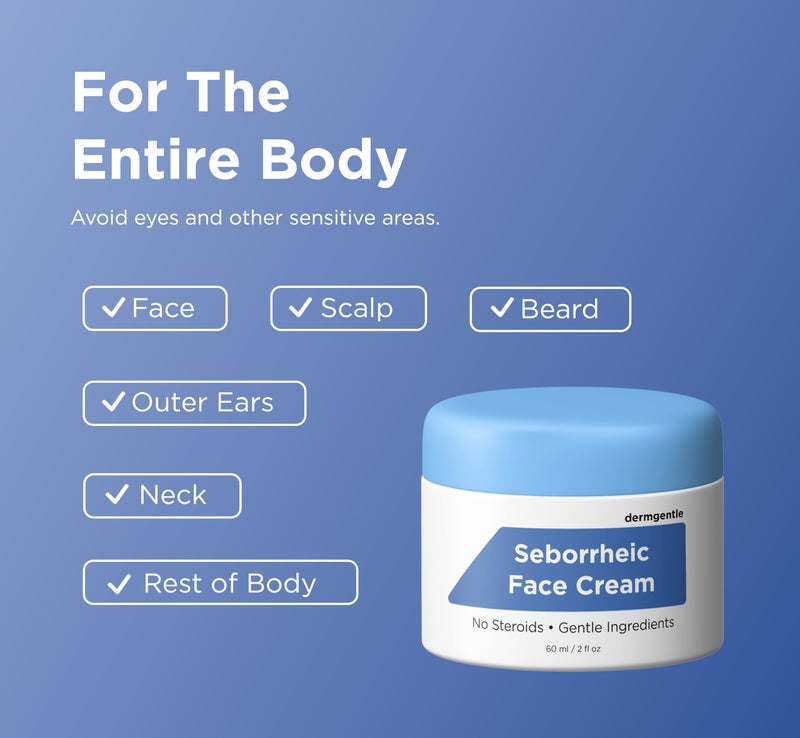 Dermgentle Seborrheic Dermatitis Face Cream for Sensitive Skin - Hydrates & Supports the Skin Barrier with MCT Oil, Squalane - Moisturizing Face, Scalp and Body Cream - No Steroids, Gentle Ingredients - Image 4