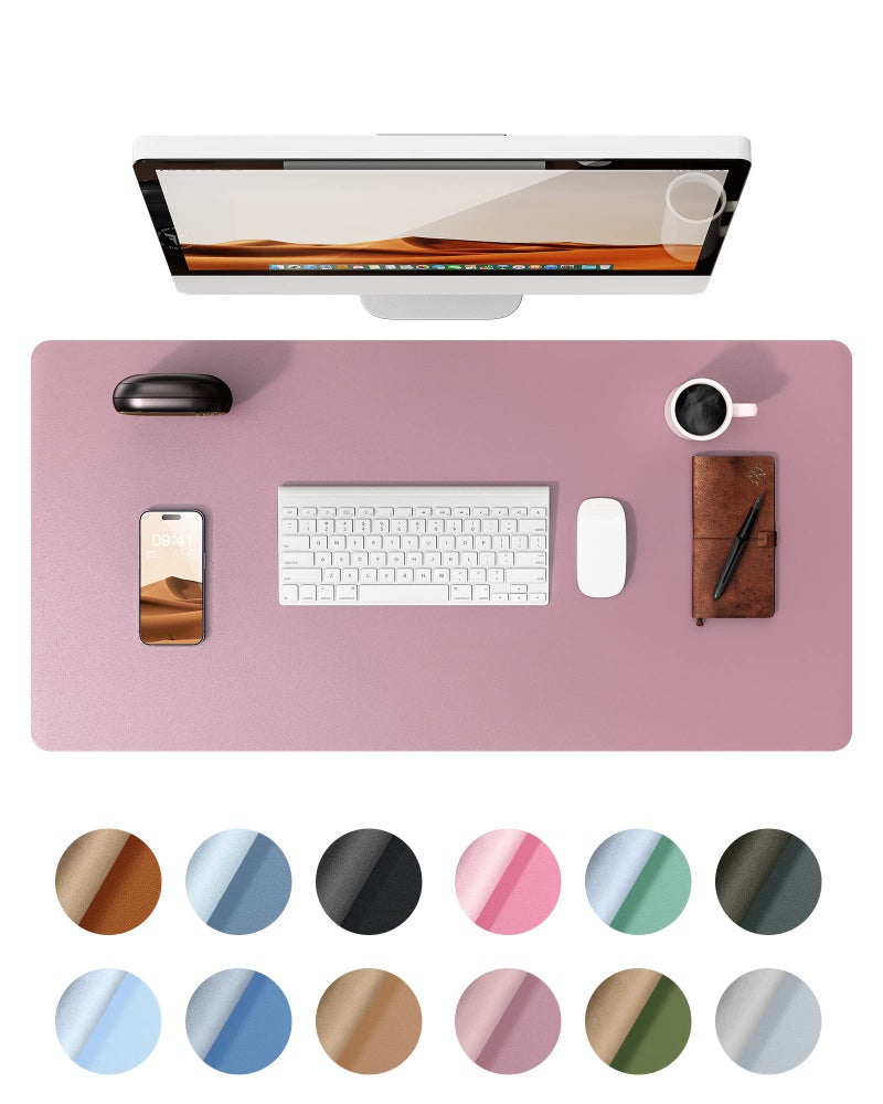 YSAGi Leather Desk Protector Office Mat Large Mouse Mat NonSlip PU Leather Blotter Laptop Pad Waterproof Writing Pad for Office and Home Pale Mauve 315 x 158