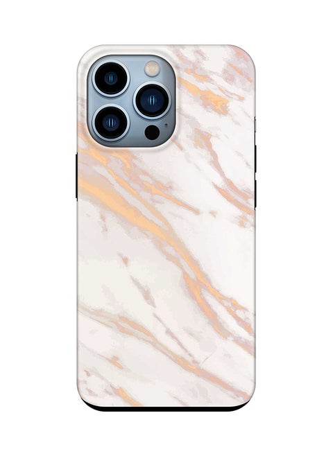 Tough Pro Series Case for Apple iPhone 14 Pro Dual Layer hybrid PC & TPU Customized Mobile Cover Shield with inner TPU protection Matte Finish - Marble Print Gold Grey