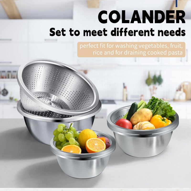 Gulex Colander 304 Stainless Steel 3-quart with Mixing Bowls, Strainer for Kitchen Food For washing vegetables, fruit, rice, Dishwasher Safe. (2PC) - Image 3