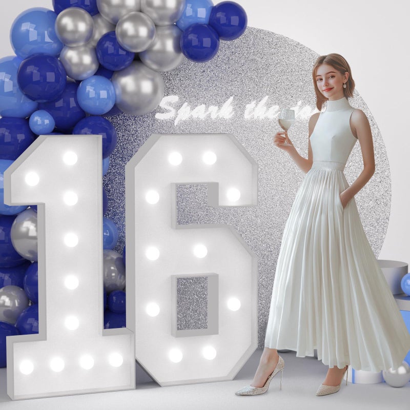 JoyMuse 4FT 16 Marquee Numbers, Large Light Up Numbers 16 for 16th Birthday Decorations - Image 1