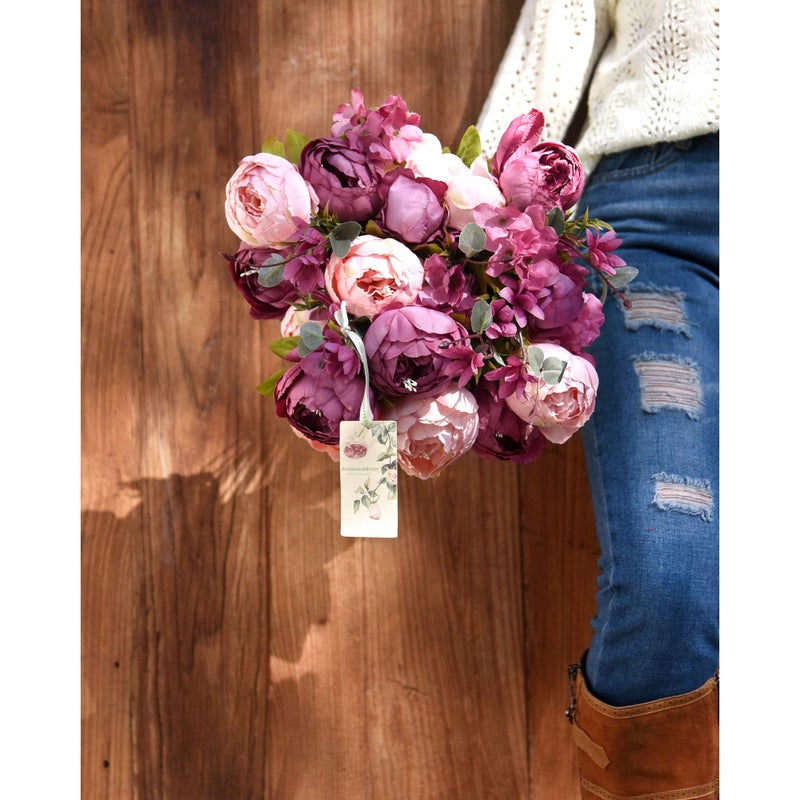 FiveSeasonStuff Vintage Artificial Peonies Silk Flowers and Hydrangeas for Wedding Bridal Home DÃ©cor â€“ Beautiful Floral Centerpiece Arrangement Decoration with 2 Bouquets (Mixed Fandango) - Image 3