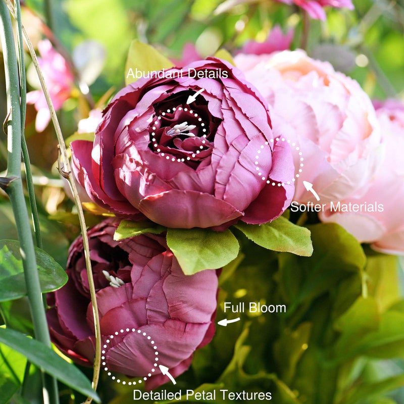 FiveSeasonStuff Vintage Artificial Peonies Silk Flowers and Hydrangeas for Wedding Bridal Home DÃ©cor â€“ Beautiful Floral Centerpiece Arrangement Decoration with 2 Bouquets (Mixed Fandango) - Image 4