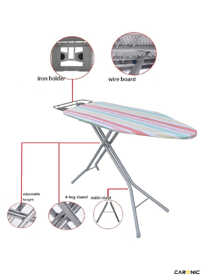 CARONIC Ironing Board Foldable Lightweight Adjustable Height Safety Lock Buckle Anti-Slip Screw 148x44 cm  - Image 5