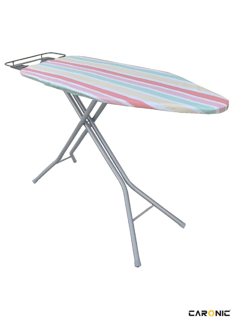 CARONIC Ironing Board Foldable Lightweight Adjustable Height Safety Lock Buckle Anti-Slip Screw 148x44 cm  - Image 1