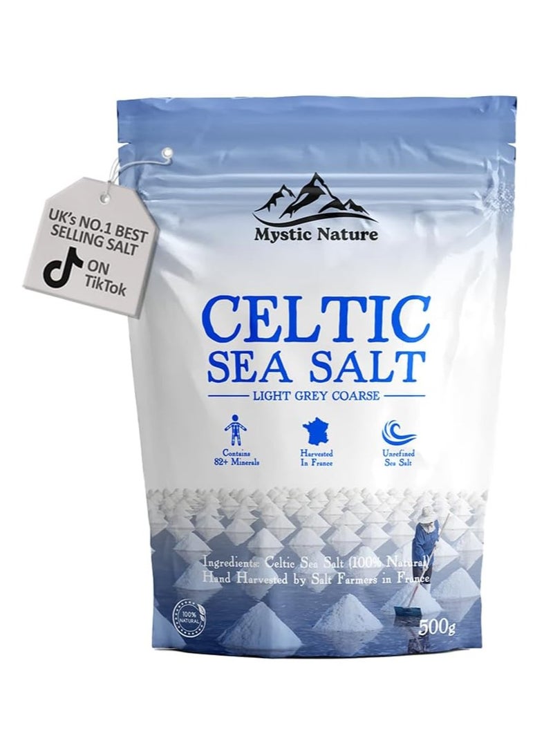 Mystic Nature Celtic Sea Salt 500G Organic 100% Natural Unrefined Mineral Rich Celtic Salt Crystal - Image 1