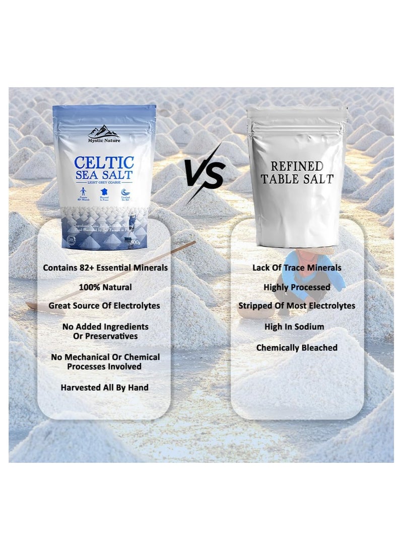 Mystic Nature Celtic Sea Salt 500G Organic 100% Natural Unrefined Mineral Rich Celtic Salt Crystal - Image 4