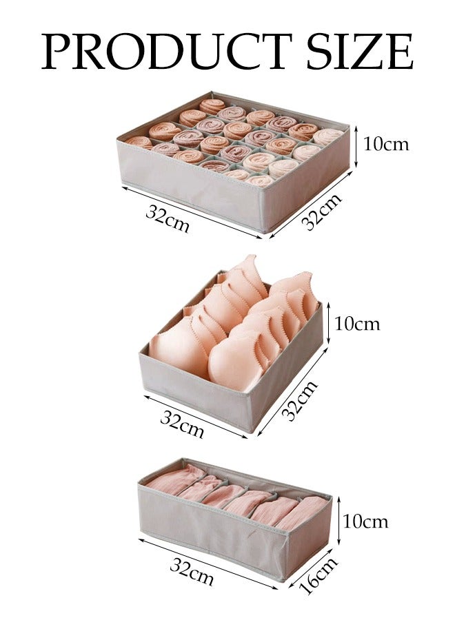 DUNISO 3 Pcs Underwear Drawer Organizer，Foldable Cabinet Organizer ,Stackable Storage Box，Space Saving,Sturdy and Durable,for Baby Clothes, Bra, Socks, Underwear, Ties (Grey) - Image 2