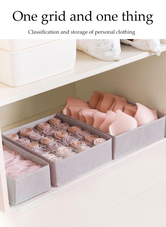 DUNISO 3 Pcs Underwear Drawer Organizer，Foldable Cabinet Organizer ,Stackable Storage Box，Space Saving,Sturdy and Durable,for Baby Clothes, Bra, Socks, Underwear, Ties (Grey) - Image 4