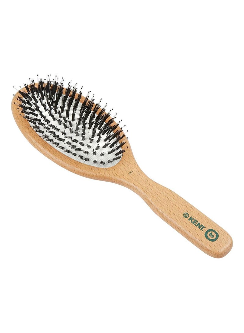 KENT V01 Large Cushion Vegan Bristle Nylon Mix Hairbrush - Detangling and Smoothing Brush for Thick, Fine and Curly Hair - Image 1