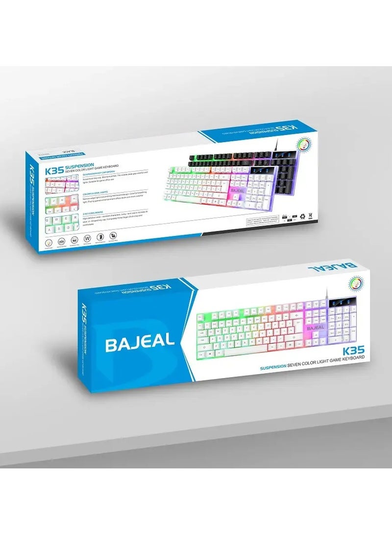 Bajeal K35 104 Keys PC Wired Gaming Keyboard LED Backlight Keyboard for Home Office Gaming - Image 4
