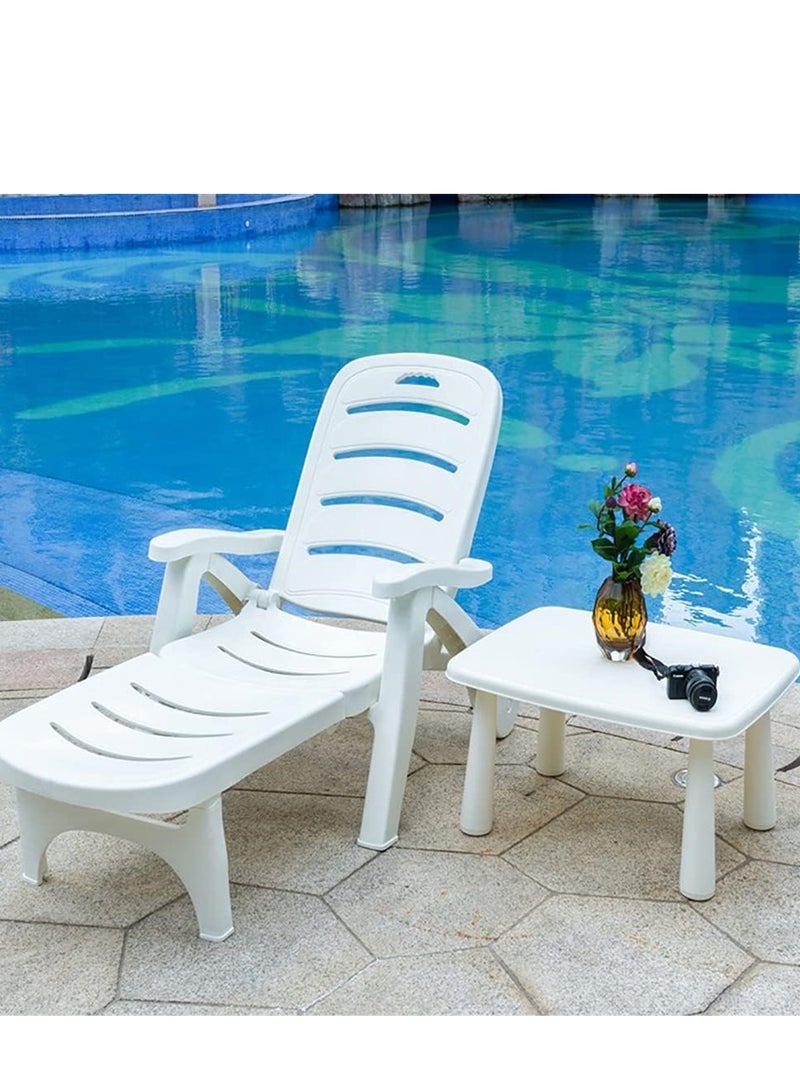 Beach Table, Portable Sun Desk Pool Table, Plastic Table for Outdoor Beach Yard Patio Pool (White Table) - Image 2