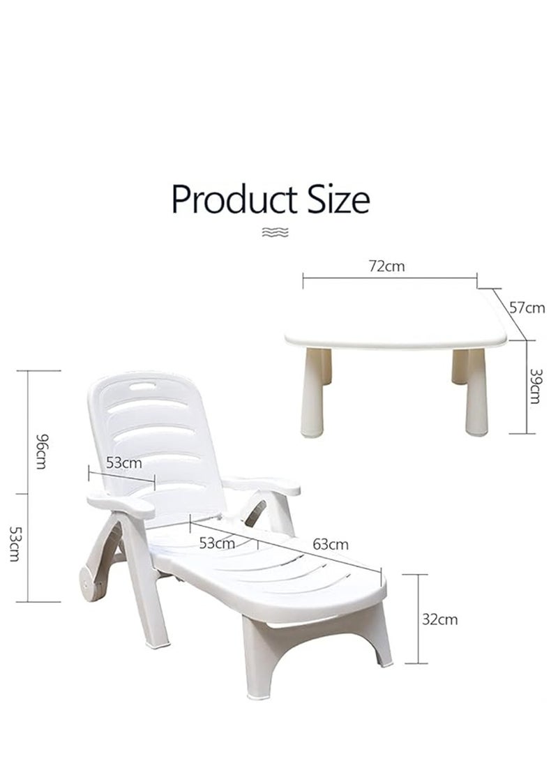 Beach Table, Portable Sun Desk Pool Table, Plastic Table for Outdoor Beach Yard Patio Pool (White Table) - Image 3
