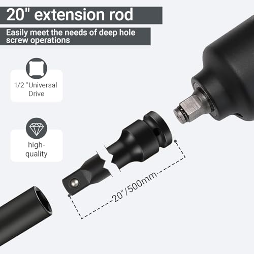 Zepkouel 1/2 Inch Drive Extension,1/2" Impact Extension Bar,20" Long Socket Wrench Extender,Cr-Mo Steel (20 Inch) - Image 2