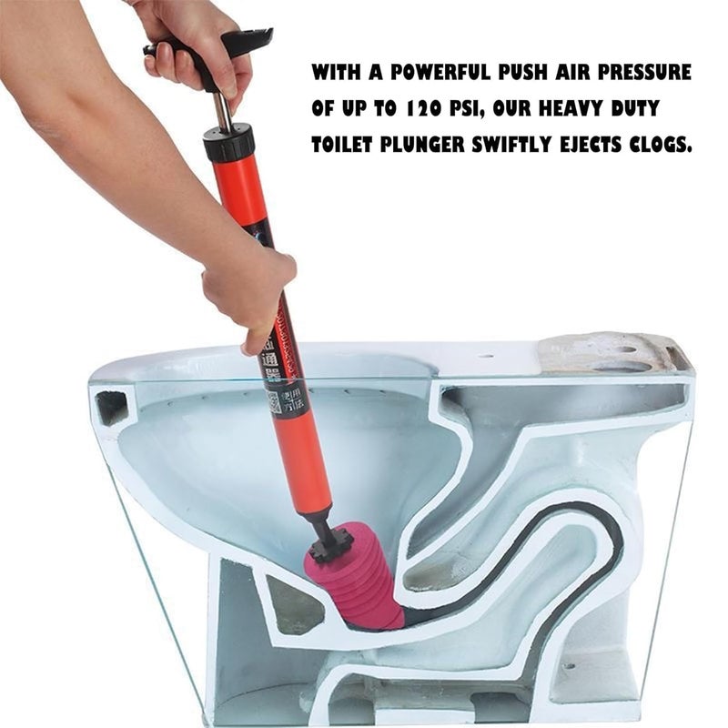 Sensarte Turbo Flush High Pressure Dredging Tool, High Pressure Toilet Plunger, Air Pump Plunger for Toilet, High Pressure Toilet Unblock One Shot Toilet Pipe Plunger for Clogged Pipe - Image 4