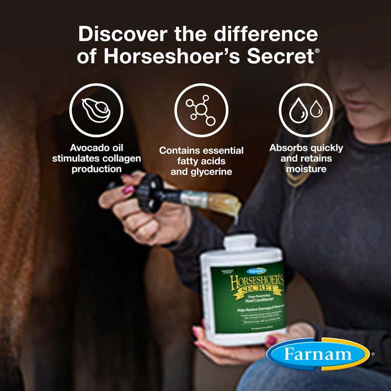 Farnam Horseshoer's Secret Deep-Penetrating Hoof Oil for Horses, Conditions Dry Hooves and Prevents Cracks, Splits and Contracted Heels, Contains Avocado Oil, 32 Oz. - Image 3