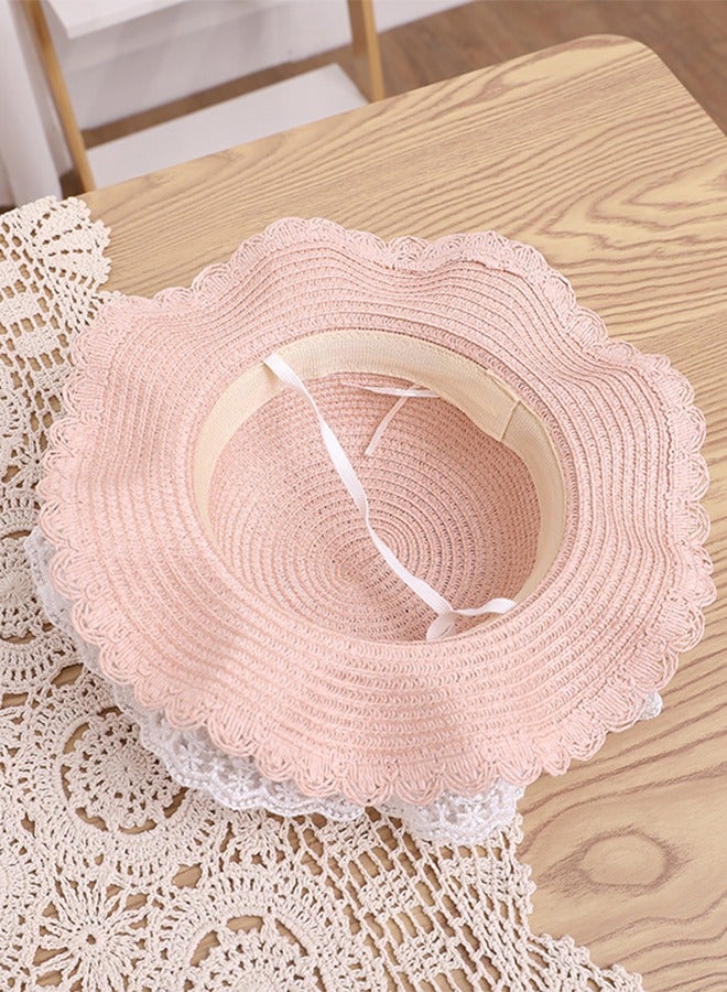 DUNISO طقم قبعة شمسية مع حقيبة كتف مكون من 2 قطعة، قبعة شمسية ذات حواف عريضة، قبعة حماية من الشمس، طقم حقيبة قبعة صيفية للفتيات، مناسب للشاطئ، الحفلات، السفر، مناسب للفتيات والأطفال - Image 5