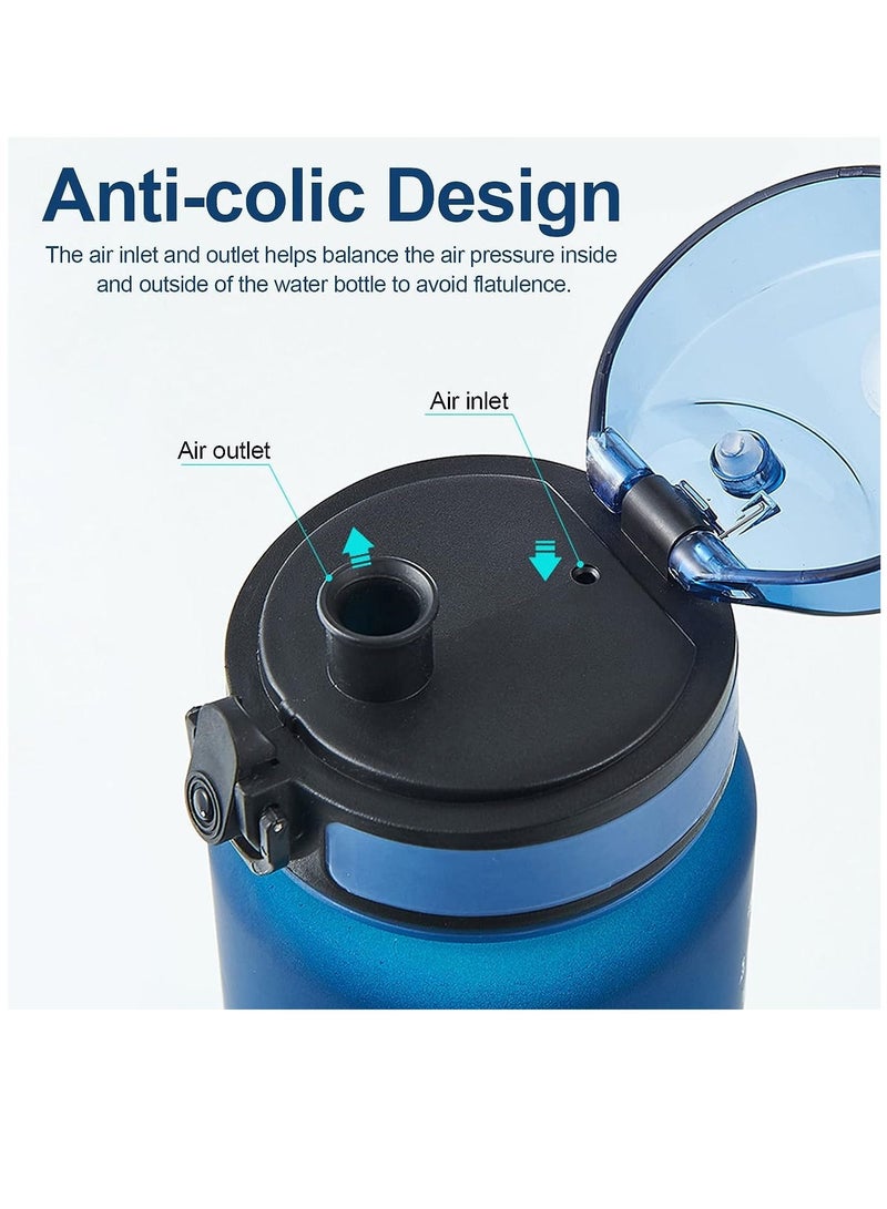 ليس إز مور زجاجة مياه رياضية تحفيزية 1000 مللي مع علامة الوقت زجاجة شرب مانعة للتسرب للياقة البدنية والصالة الرياضية في الهواء الطلق وركوب الدراجات والجري والتنزه والتخييم والسفر - Image 3