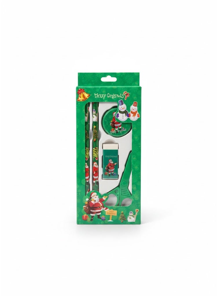 Christmas Kids’ Stationery Set – 5 Pieces – Green - Image 1