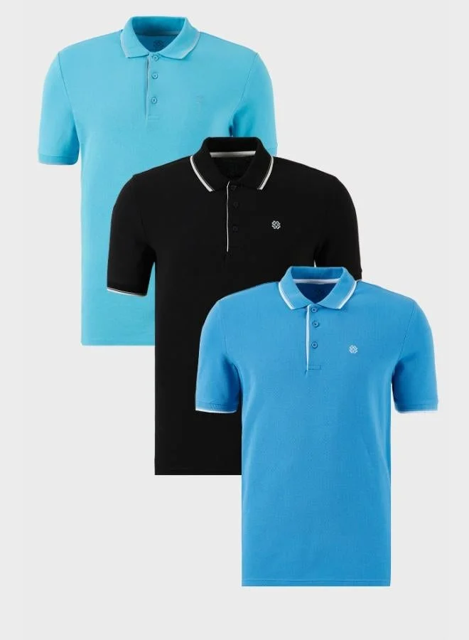 Buratti  Buratti Cotton Slim Fit Stripe Detailed Buttoned Polo Collar 3-Pack T Shirt Men's T SHIRT 5902118S3 for Men | Best Price UAE