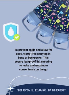 Lullaby Land 550ml Stainless Steel Water Bottle for Kids, Stay Hydrated with Kids Water Bottle for School, No Leak Bpa Free Dinosaur Blue Water Bottle for Boys, Insulated Water Bottle Kids with Straw  - Image 4