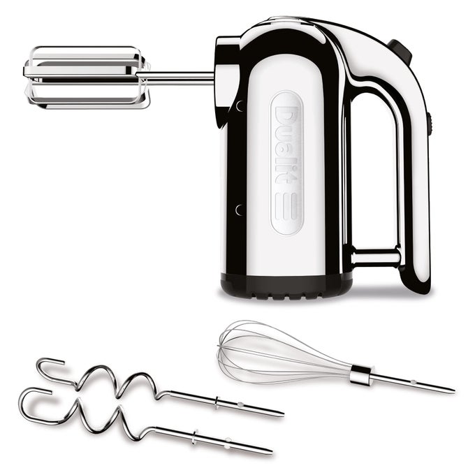 HAND MIXER 400W STRONG GRIP HANDLE ATTACHMENTS INCLUDED INTEGRAL PLUG STORAGE 4 SPEED SETTINGS REPAIRABLE GEARS FLAT BEATERS DOUGH HOOKS BALLOON WHISK