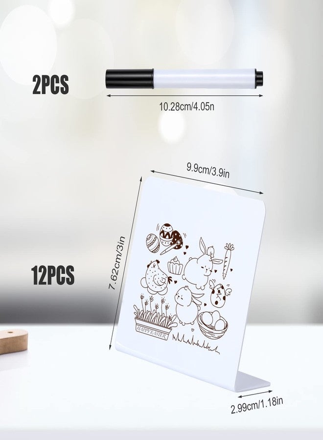 AIEX 12pcs 4x3inch Small Chalkboard Message Sign, Small Chalkboard Signs with 2pcs Erasable Marker Pen, Food Labels for Party Buffet Wedding Birthday Baby Shower (White) - Image 2
