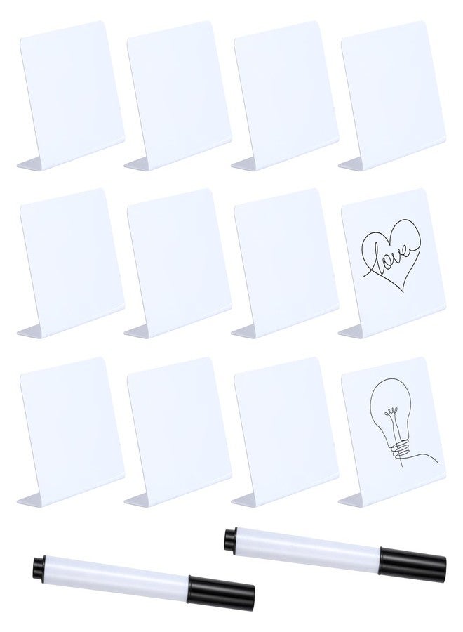 AIEX 12pcs 4x3inch Small Chalkboard Message Sign, Small Chalkboard Signs with 2pcs Erasable Marker Pen, Food Labels for Party Buffet Wedding Birthday Baby Shower (White) - Image 1