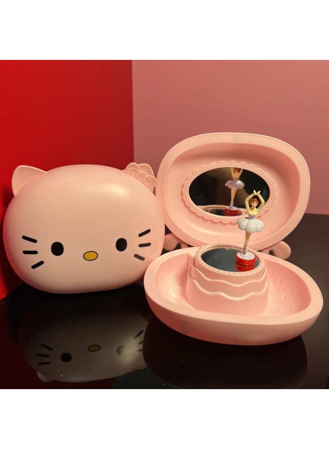 Direct Selling Creative Cartoon Animal Music Box Dancing Girl Music Box Children Mirror Jewelry Box Birthday Gift Batch-Color:gy. Bear. Deer. KT. Bunny-Size:With Light - Image 4