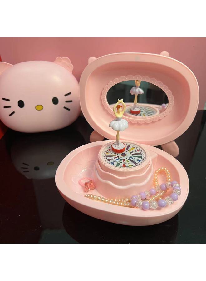 Direct Selling Creative Cartoon Animal Music Box Dancing Girl Music Box Children Mirror Jewelry Box Birthday Gift Batch-Color:gy. Bear. Deer. KT. Bunny-Size:With Light - Image 5