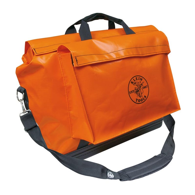 Klein Tools 5181ORA Large Vinyl Equipment Bag Made in USA Detachable Shoulder Strap with Two HeavyDuty SideAction Buckles Orange