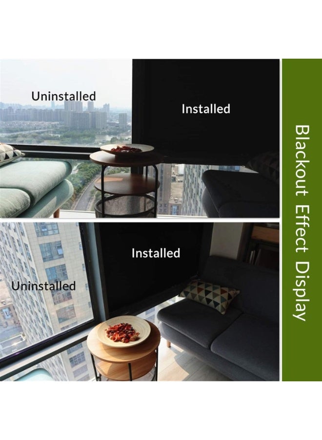 Static Cling Total Blackout Window Film Privacy Room Darkening Window Tint Black Window Cover 100% Light Blocking No Glue (17.7 x 78.7 inches) - Image 4