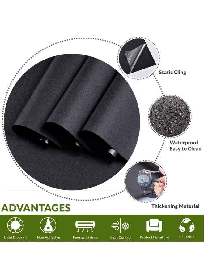 Static Cling Total Blackout Window Film Privacy Room Darkening Window Tint Black Window Cover 100% Light Blocking No Glue (17.7 x 78.7 inches) - Image 5
