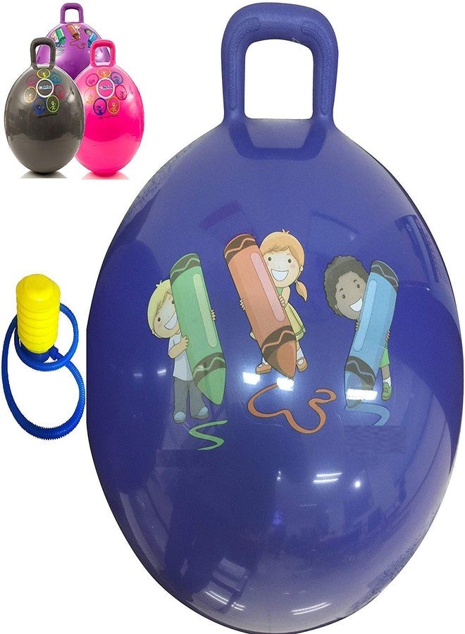 PRETOX Inflatable Sit and Bounce Rubber Hop Ball for Kids, Space Hopper Jump Bounce Handle Ride-on Toy Bouncy for Kids, Hopping Ball for Kids, Bouncing Ball for Kids Air Pump (Multi Color) - Image 1