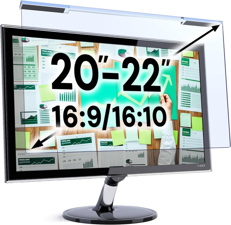 VINTEZ Blue Light Screen Protector for 20, 21.5, 21.6, 22 Inch Computer Monitor and Laptop – Anti-UV Blue Light Blocking Film for Desktop PC, Eye Protection Filter, 19.3" x 12.5", 1 Pack - Image 1
