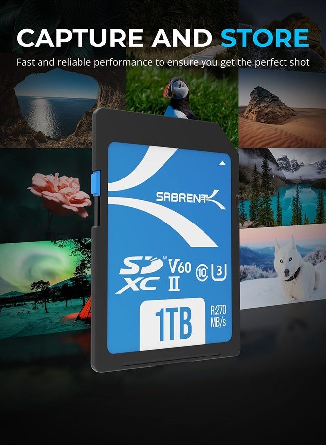 SABRENT بطاقة ذاكرة Rocket V60 سعة 1TB SD UHS-II سرعة 270MB/s كتابة و170MB/s قراءة (SD-TL60-1TB) - Image 2