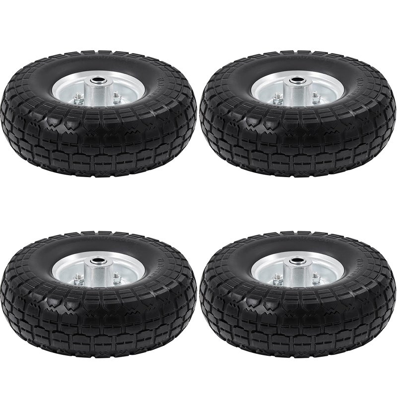 Yaheetech Yaheetech 10in Wheelbarrow Wheels Tyre, Set of 4 Puncture Proof, Solid Garden Truck Wheels Tyre for Lawn/Trolley/Wagon/Barrow/Go Cart/Trailer Truck - Image 1