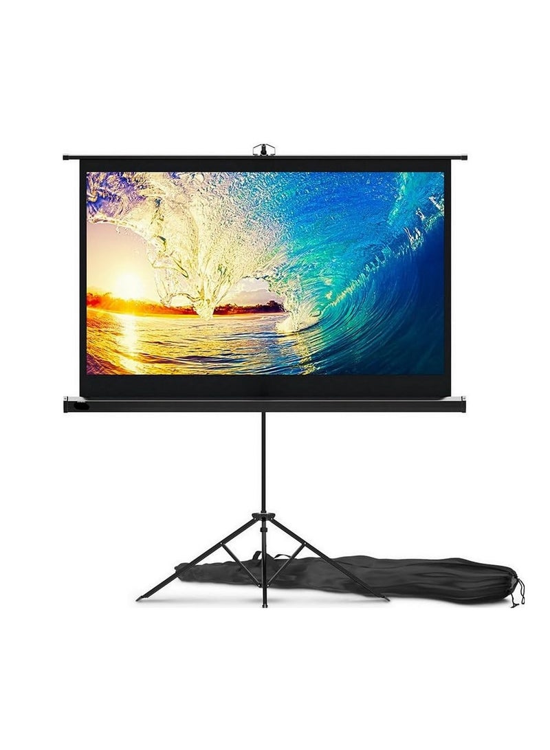 Hanaiette 60 inch Free Standing Projector Screen Indoor Outdoor Projector Screen for Movies or Presentations Premium HD Tripod Screen 16:9 Fold Free with Carry Bag and Straps - Image 1