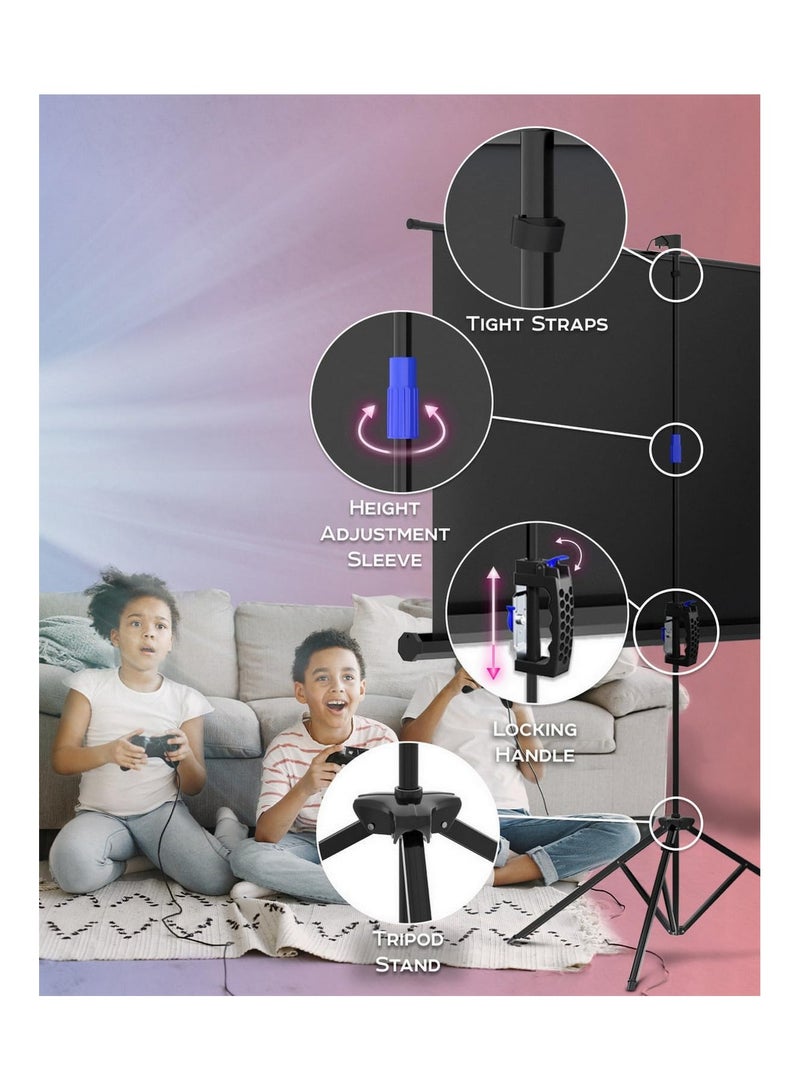 60 inch Free Standing Projector Screen Indoor Outdoor Projector Screen for Movies or Presentations Premium HD Tripod Screen 16:9 Fold Free with Carry Bag and Straps